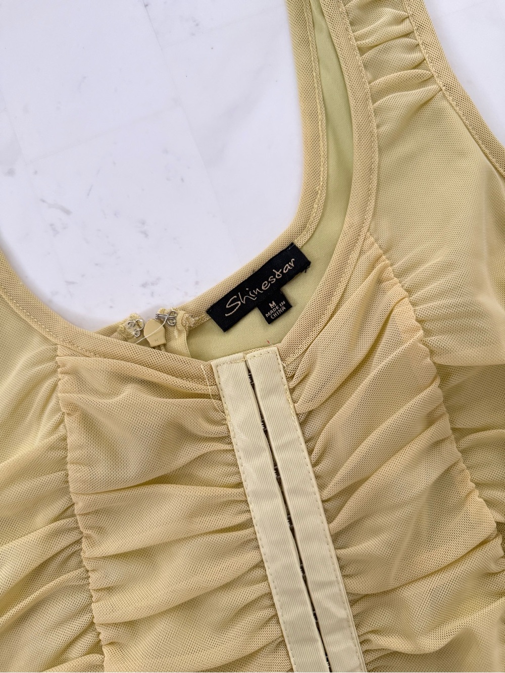Shinestar Lemon Ruched Mini Dress - Picture 3 of 7